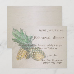 Invitación Boda en la Playa Piña Cena de Ensayo