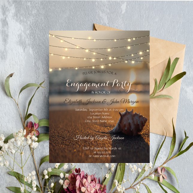 Invitación Boda en la Playa Puesta de Sol Luces de Conchas de (Subido por el creador)