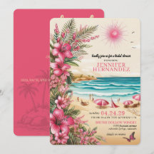 Boda en la playa rosa ducha