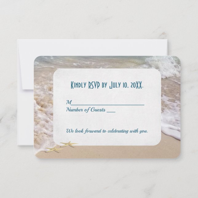 Invitación Boda en la playa RSVP Corazones  (Reverso)