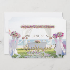 Invitación Boda en la Playa,Tarjeta de Dama de Honor Floral