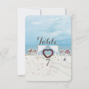 Invitación Boda en la Playa,Tarjeta de Mesa con Arbor Floral