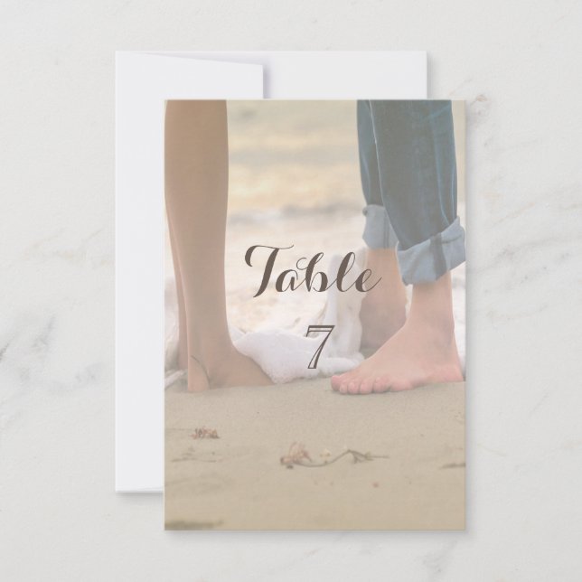Invitación Boda en la Playa ,Tarjeta de Mesa de Pies (Anverso)