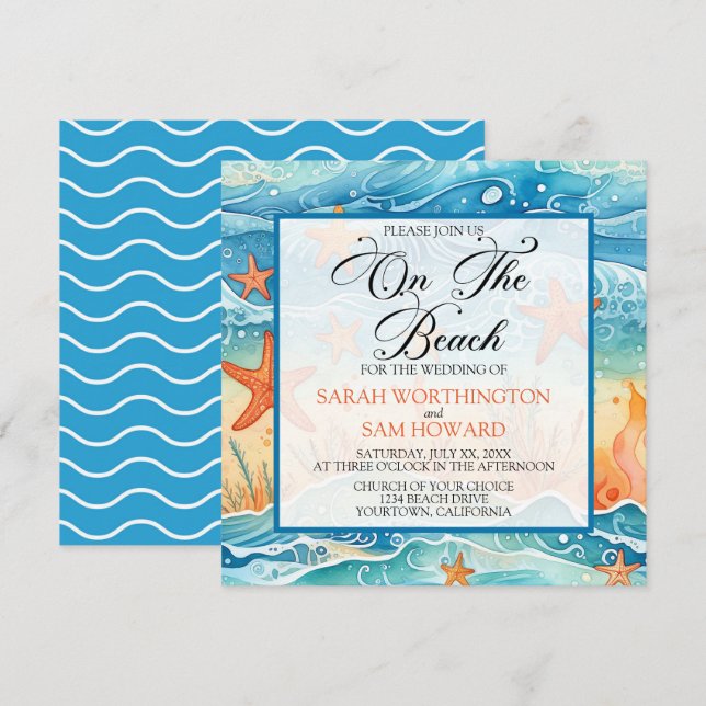 Invitación Boda en la Playa Tropical (Anverso / Reverso)
