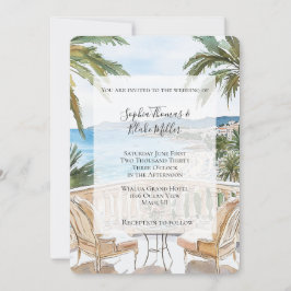 Invitación Boda en la playa tropical de la Riviera Francesa