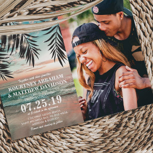 Invitación Boda en la Playa Tropical Foto de Luces de Caden