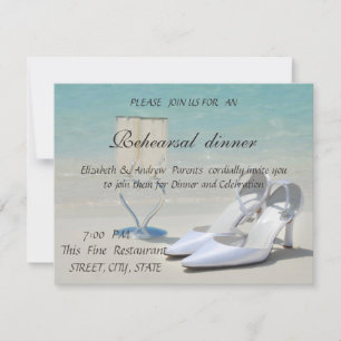 Invitación Boda en la Playa,Vidrio,Tacones Altos Cena de Ensa