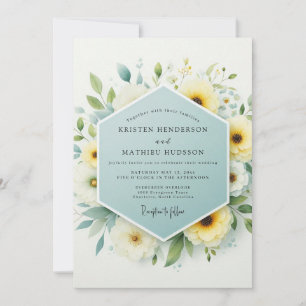 Invitación Boda en la pradera de canario salvia