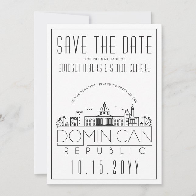 Invitación Boda en la República Dominicana Silueta Save the D (Anverso)