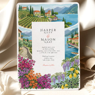 Invitación Boda en Lago Como Italia Viñedo Limón Wisteria