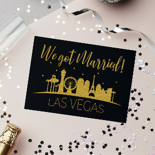 Invitación Boda en Las Vegas Recepción de Elopamiento de Oro 