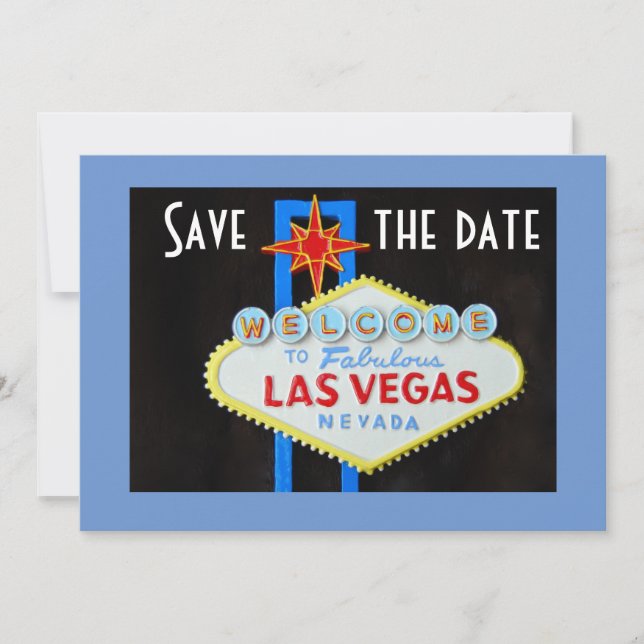 Invitación Boda en Las Vegas Save the Date Azul (Anverso)