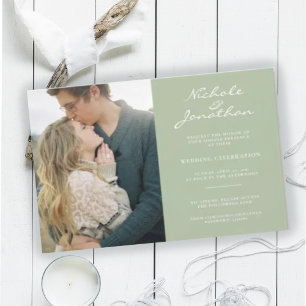Invitación Boda en línea con foto virtual Dusty Sage
