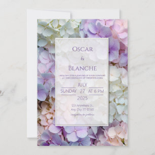 Invitación Boda en marco de Hortensia Botánica Pastel Dewy