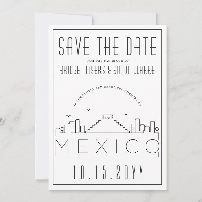 Invitación Boda en México Silueta Estilizada Avisa con Antici (Anverso)