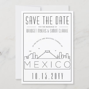 Invitación Boda en México Silueta Estilizada Cita para Guarda