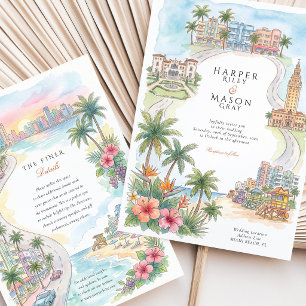 Invitación Boda en Miami Beach Florida Art Deco South Beach