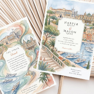 Invitación Boda en Mónaco Montecarlo Riviera Francesa
