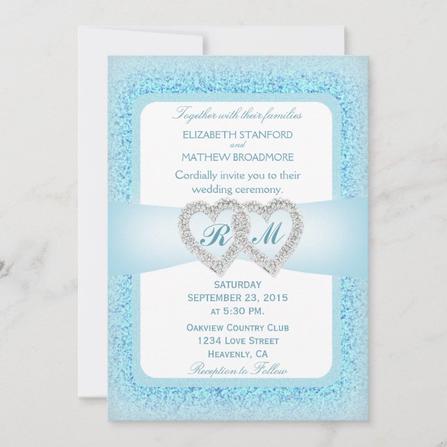 Invitación Boda en monograma de dos corazones (Anverso)