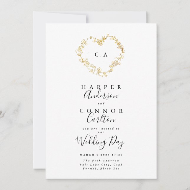 Invitación Boda en monograma de la corona (Anverso)