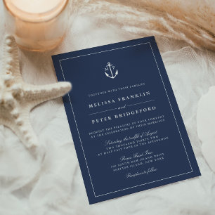 Invitación Boda en Monograma de la Marina Náutica y el Ancla 