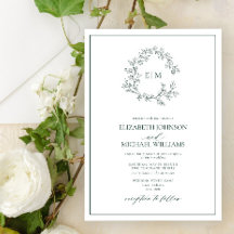 Boda en monograma del Escudo de esmeralda verde mo