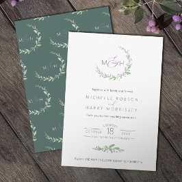 Invitación Boda en monograma verde morado