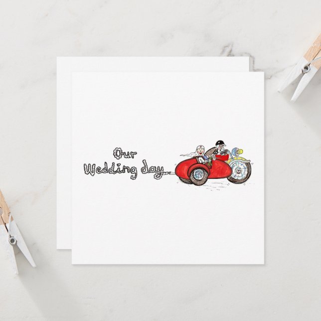Invitación Boda en moto y sidecar (Anverso/Reverso In Situ)