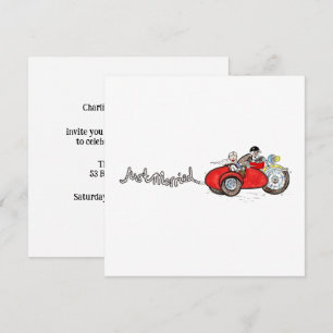 Invitación Boda en moto y sidecar por la noche