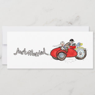 Invitación Boda en moto y sidecar por la noche