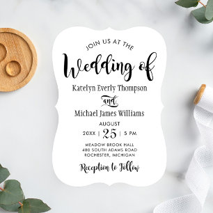 Invitación Boda en negro y blanco con moderna letra a pincel