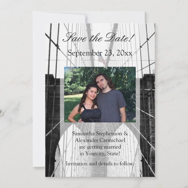 Invitación Boda en Nueva York NYC Puente de Brooklyn (Anverso)