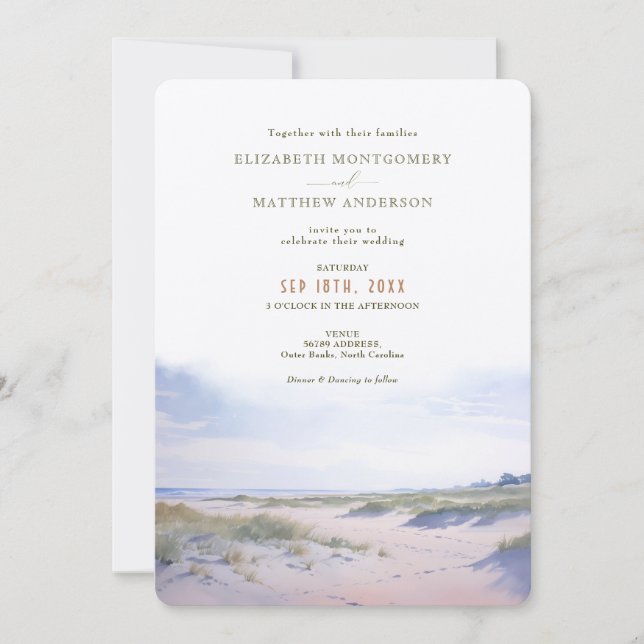 Invitación Boda en Outer Banks NC (Anverso)