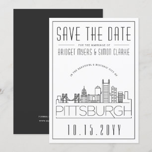 Invitación Boda en Pittsburgh   Silueta estilizada de la ciud