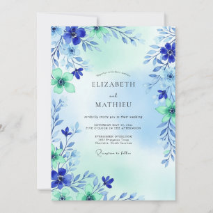 Invitación Boda en pradera aireada de azul real