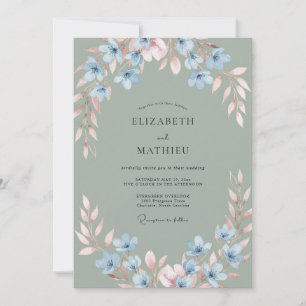 Invitación Boda en pradera brumosa de verde salvia