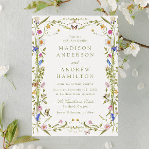 Invitación Boda en pradera de flores silvestres coloridas