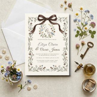 Invitación Boda en pradera de flores silvestres coquette