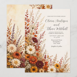 Invitación Boda en pradera de flores silvestres de otoño