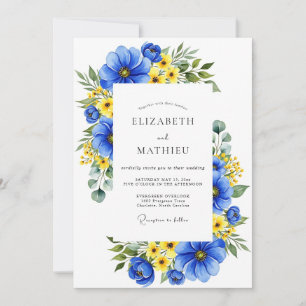 Invitación Boda en pradera floral azul real