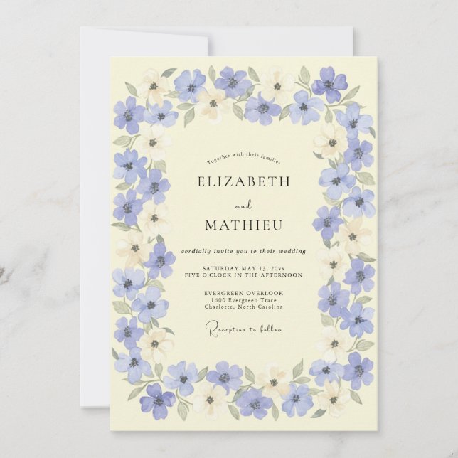 Invitación Boda en pradera floral de lavanda (Anverso)