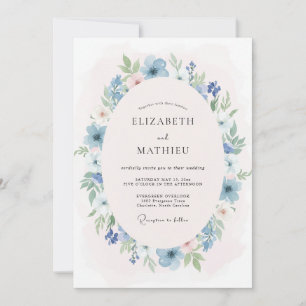 Invitación Boda en pradera luminosa azul de aciano