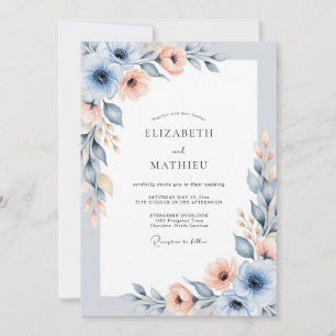 Invitación Boda en pradera luminosa azul polvoriento