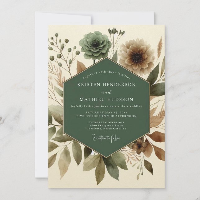 Invitación Boda en pradera natural de salvia (Anverso)