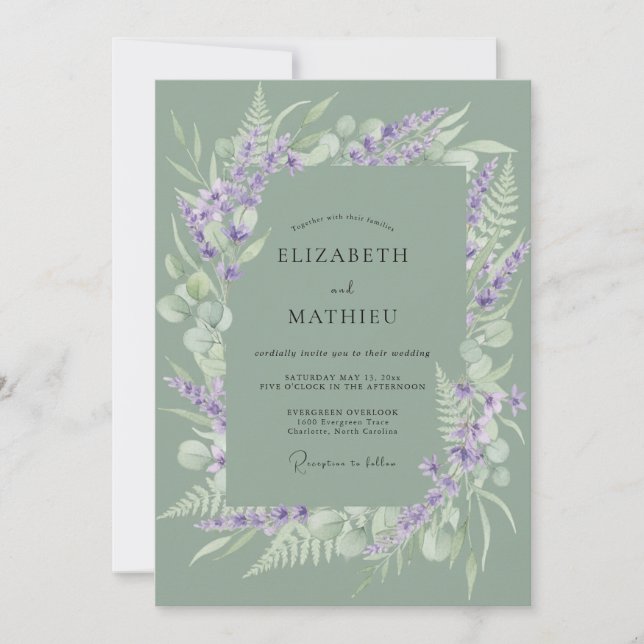 Invitación Boda en pradera verde esmeralda (Anverso)