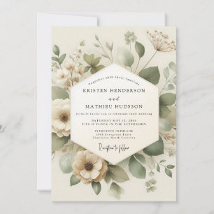 Invitación Boda en pradera verde marfil