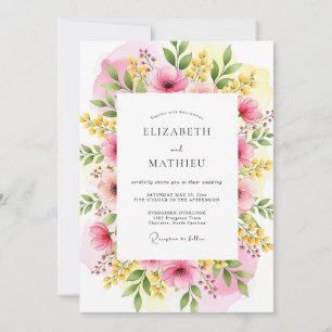 Invitación Boda en pradera vivaz de amarillo fucsia