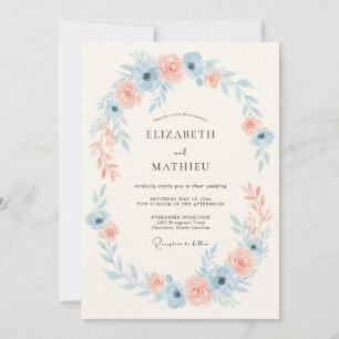Invitación Boda en prado delicado azul polvoriento