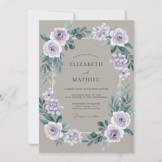 Invitación Boda en prado exuberante de lavanda (Anverso)