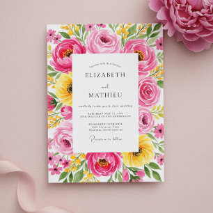 Invitación Boda en prado floral rosa